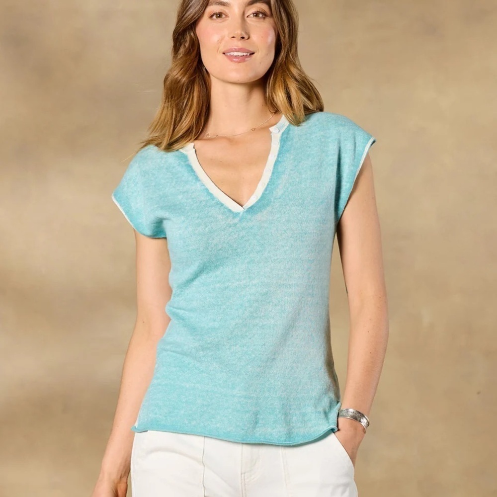 Women’s Sundance Laurette Sweater Tee, Aqua, Petite Medium